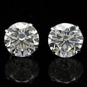 8 Ct Round Cut VVS1/D GRA Certified Moissanite Stud Earrings 14K White Gold 10mm